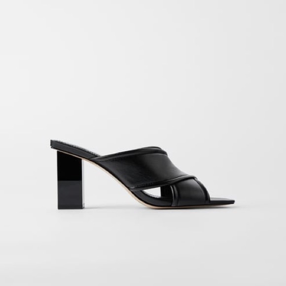 ZARA Soft Leather Heeled Sandals - Picture 4 of 9